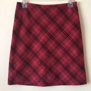 Ann Taylor stretch wool checkered red skirt